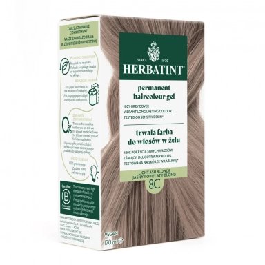 Farba do włosów 8C JASNY POPIELATY BLOND seria POPIELATA | Herbatint