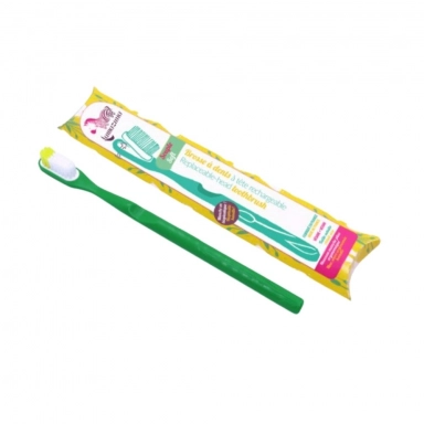 Szczoteczka do zębów z bioplastiku - Green (włosie miękkie) | Lamazuna